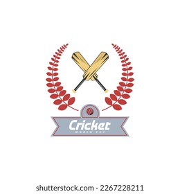 Cricket Logo emblem, cricket team, Cricket club logo design with crossed sticks