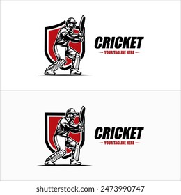 Cricket Logo or football club sign Badge. Cricket logo with shield background vector design