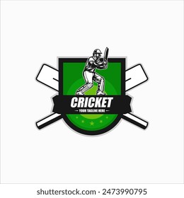 Cricket Logo or football club sign Badge. Cricket logo with shield background vector design
