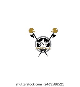 cricket logo with helmets on a sharp stand 