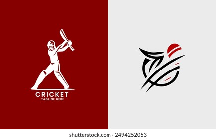 Cricket logo icon, wicket ball bat tournament sport batsman baller champion symbol
