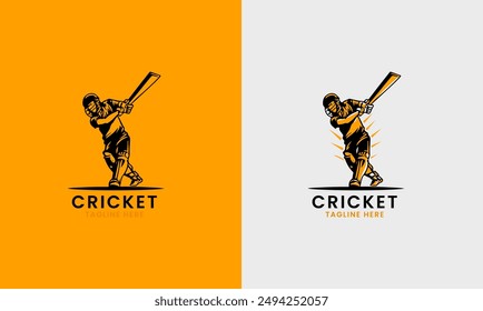 Cricket logo icon, wicket ball bat tournament sport batsman baller champion symbol