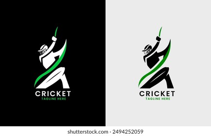 Cricket logo icon, wicket ball bat tournament sport batsman baller champion symbol