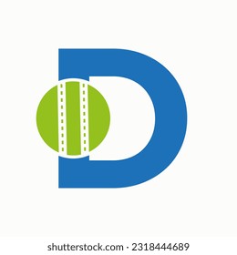 Cricket Logo On Letter D Concept. Cricket Club Symbol