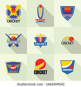 Cricket logo set. Flat set of cricket vector logo for web design