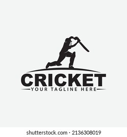 logotipo de cricket. Silhouette de un jugador de críquet, ilustración vectorial.