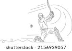 Cricket Logo, Cricket silhouette, Cricket Vector Illustration, Outline sketch drawing of Batsman playing cover drive shot, line art illustration of batsman playing stylish cricket shot