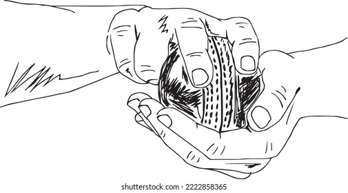 Cricket logo, symbol, clip art, fast bowling grip sketch drawing, how to hold cricket ball illustration