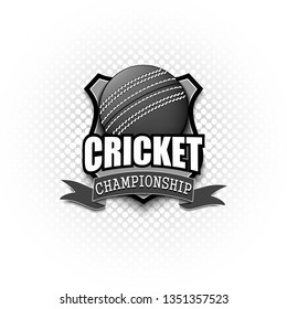 Cricket logo template design. Black and White. Vintage Style. Isolated on white background. Vector illustration