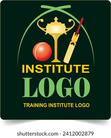 Cricket logo with trophy element, bat, ball. Logo design. Logo template.