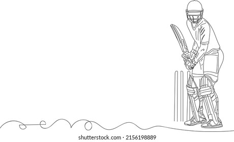 Cricket Logo, Cricket Vector illustration, outline sketch drawing of perfect cricket batsman stance, line art illustration of batsman idol stance