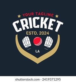 Cricket logo vector isolated. Cricket logo with shield background vector design