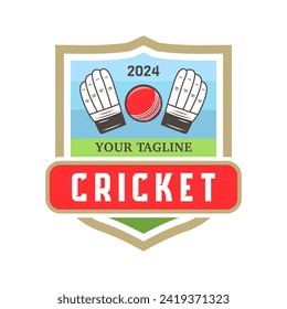 Cricket logo vector isolated. Cricket logo with shield background vector design