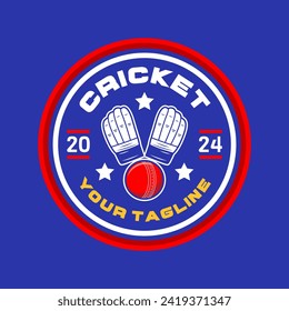 Cricket logo vector isolated. Cricket logo with shield background vector design