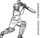 Cricket Logo, Cricket Vector, Sketch drawing of Legend Batsman of India, Line art illustration of Cricket Batsman playing Cover Drive Shot