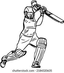 Cricket Logo, Cricket Vector, Sketch drawing of Legend Batsman of India, Line art illustration of Cricket Batsman playing Cover Drive Shot