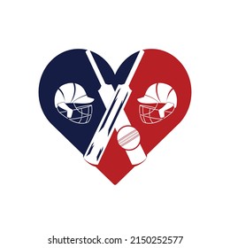 Cricket love vector logo design. Cricket championship logo. modern sport emblem. vector illustration.