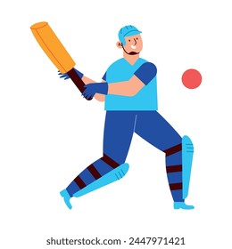 cricket man and equipment illustration design