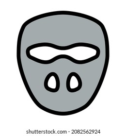 Cricket Mask Icon. Editable Bold Outline With Color Fill Design. Vector Illustration.