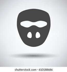 Cricket mask icon on gray background, round shadow. Vector illustration.