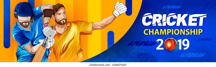 Cricket match between India vs Australia with illustration of batsman playing action,  Cricket tournament header or banner, poster design.