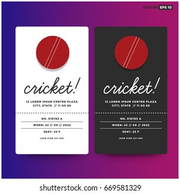 Cricket Match Event Ticket Card Design With Seat and Venue Details