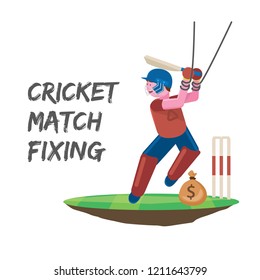 Cricket Match Fixing Poster Design. Cricket Player Under Performing