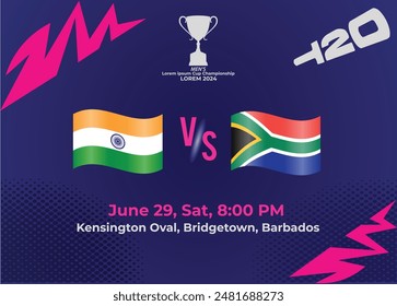 Cricket Match or Head to Head Template INDIA VS South Africa in Cricket Championship 2024