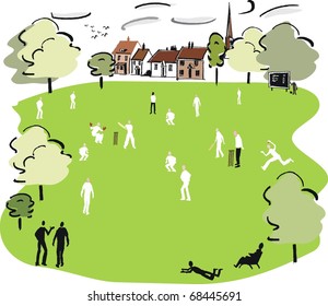 Cricket match illustration, England