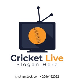 Cricket Match Live On Tv Logo Vector. Cricket Logo Template For App.