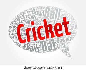 Cricket message bubble word cloud collage, sport concept background