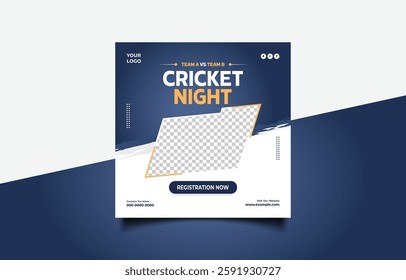 Cricket Night Event Flyer Template for Team A vs Team B with Registration Details