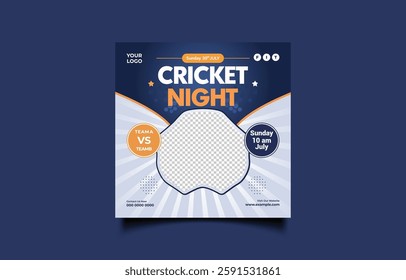 Cricket Night Event Poster Template with Team Match Details and Date