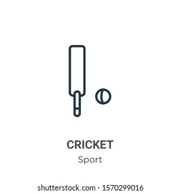 Cricket outline vector icon. Thin line black cricket icon, flat vector simple element illustration from editable sport concept isolated on white background