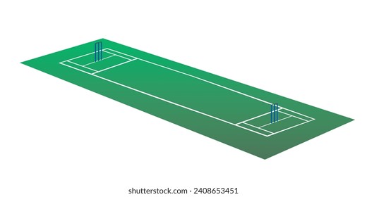 Cricket Pitch Drawing Vector Art Illustration Design