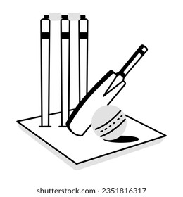 Cricket pitch hand drawn icon is up for digital use  