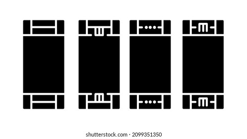 Cricket pitch. Sport ground field. Cricket court top view. Vector flat icon set. Isolated objects on white background