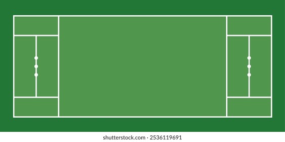 Cricket pitch sports top view vector illustrarion