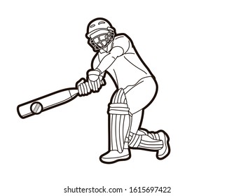 Cricket player action cartoon sport graphic vector