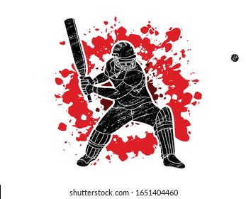 Cricket player action cartoon sport graphic vector