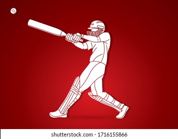 Cricket player action cartoon sport graphic vector