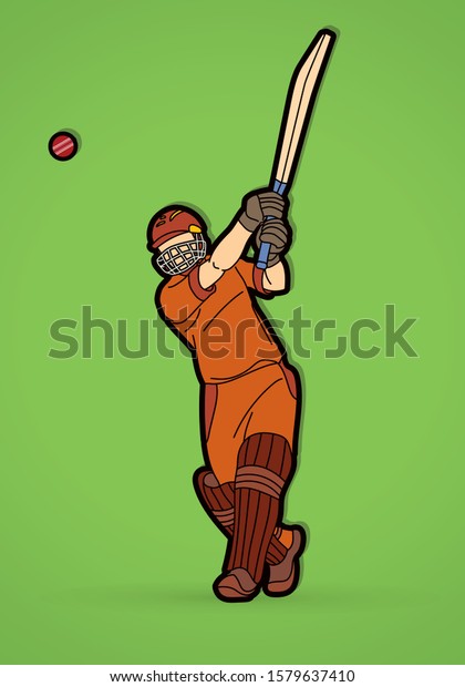 Cricket Player Action Cartoon Sport Graphic Stock Vector (Royalty Free ...