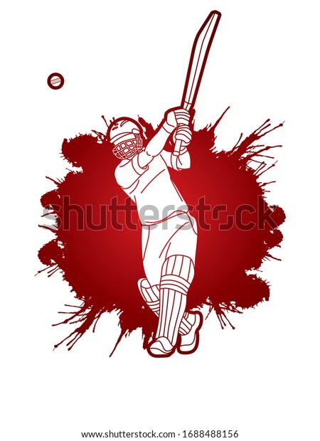 Cricket Player Action Cartoon Sport Graphic Stock Vector (Royalty Free ...