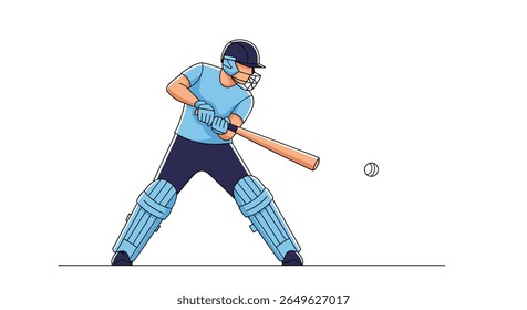 Cricket player in action hitting the ball during a sporting match