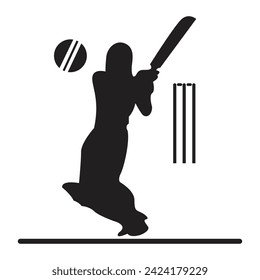 Icono de acción del jugador de críquet Icono de ilustración vectorial