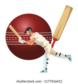 cricket player with ball and bat