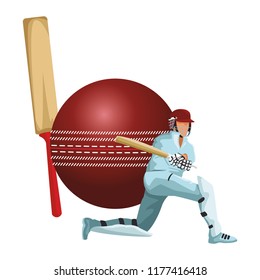 cricket player with ball and bat
