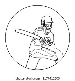Cricket player with bat in black and white