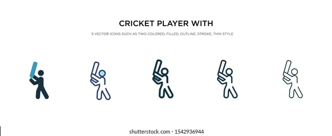 cricket player with bat icon in different style vector illustration. two colored and black cricket player with bat vector icons designed in filled, outline, line and stroke style can be used for