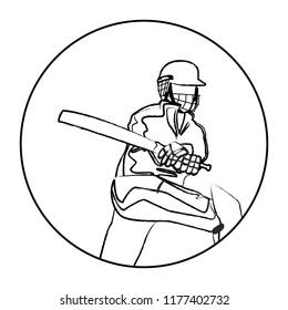 Cricket player with bat sketch
